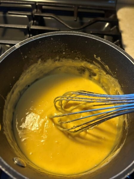Beer cheese dip on stovetop