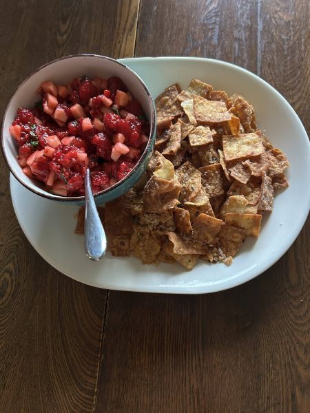 Cloudberry fruit salsa served with Uffda chips