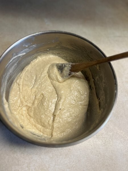 Combining wet and dry ingredients for donut batter