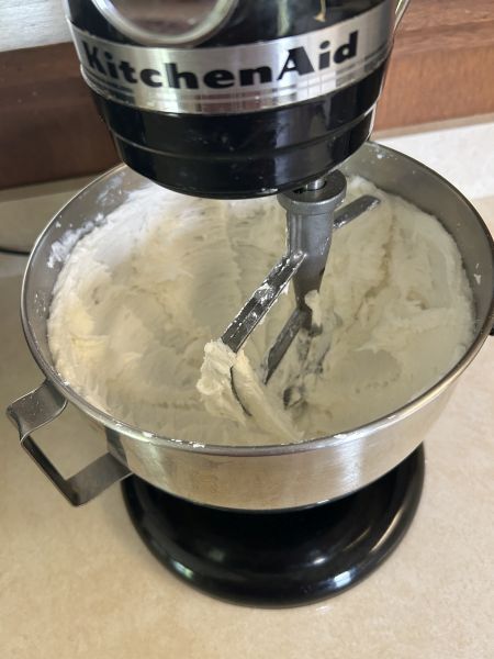 Finished kransekake icing in bowl