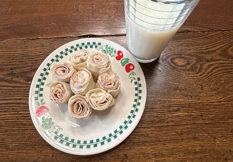 Cinnamon cream cheese lefse pinwheels ready to serve