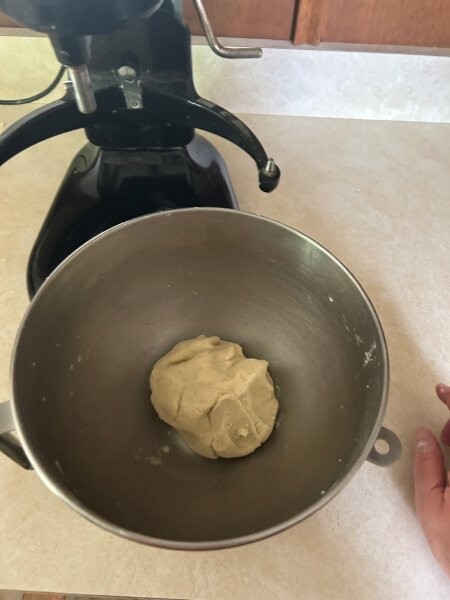 Thumbprint cookie dough once it has been kneaded.