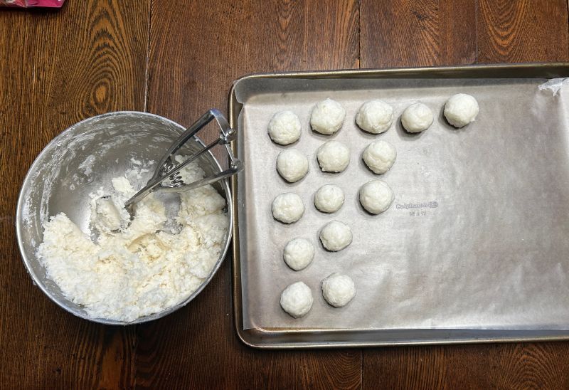 Forming potato candy balls