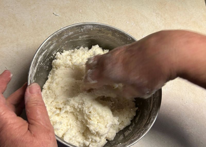 Mixing dough for potato candy
