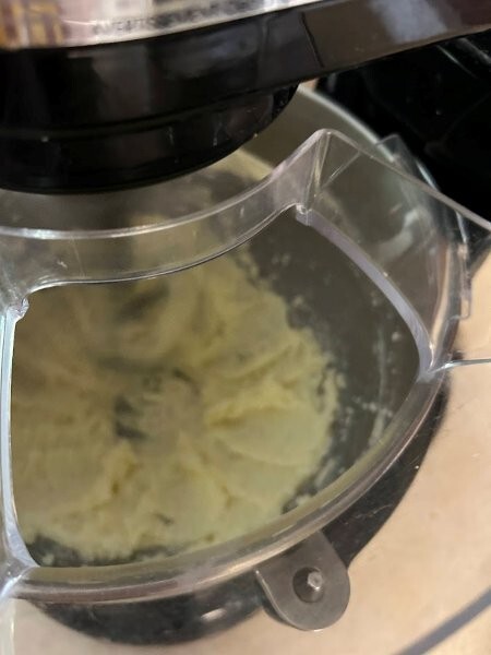 Creaming the butter and sugar.