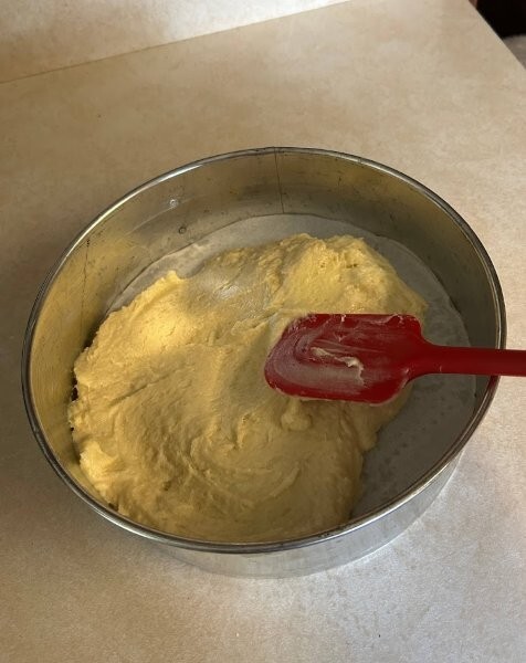 Spread into the springform pan evenly.