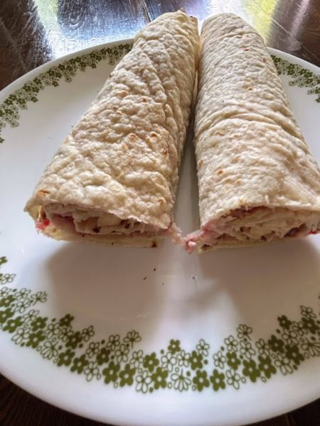 Turkey cranberry lefse wraps served as an appetizer.